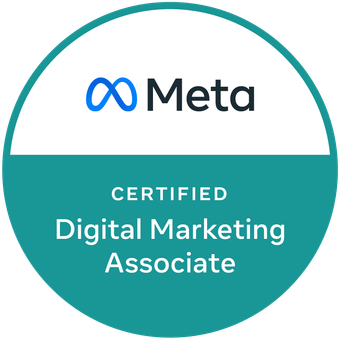 Lencana sertifikasi Meta Certified Digital Marketing Associate